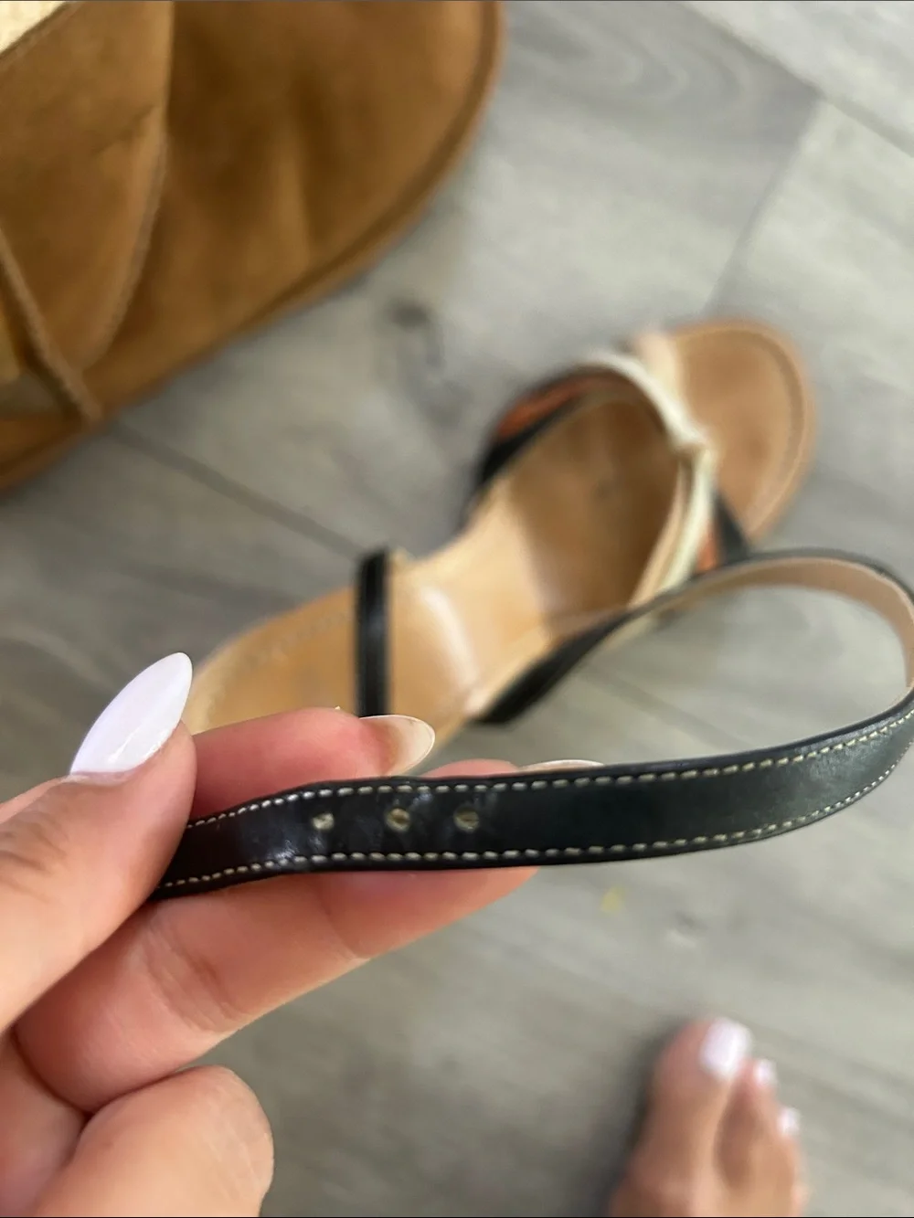 Coach Leather Multi-Tone Strappy Wedge Sandals Sz 9 B